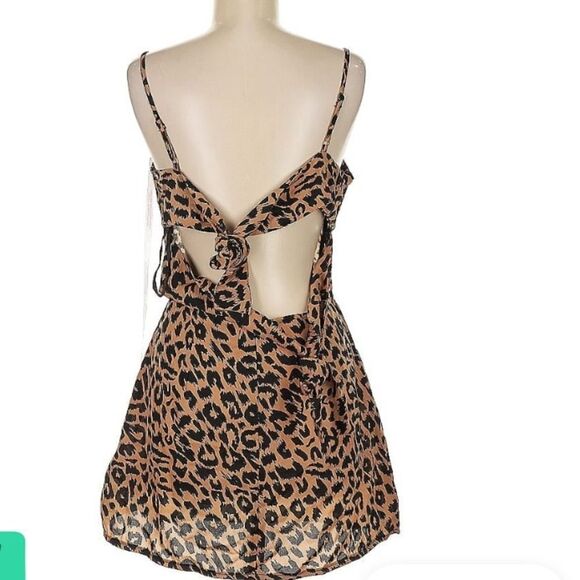 Missguided Mini Dress Leopard Print Cami Bow Tie Back US Size 0 - Picture 4 of 9